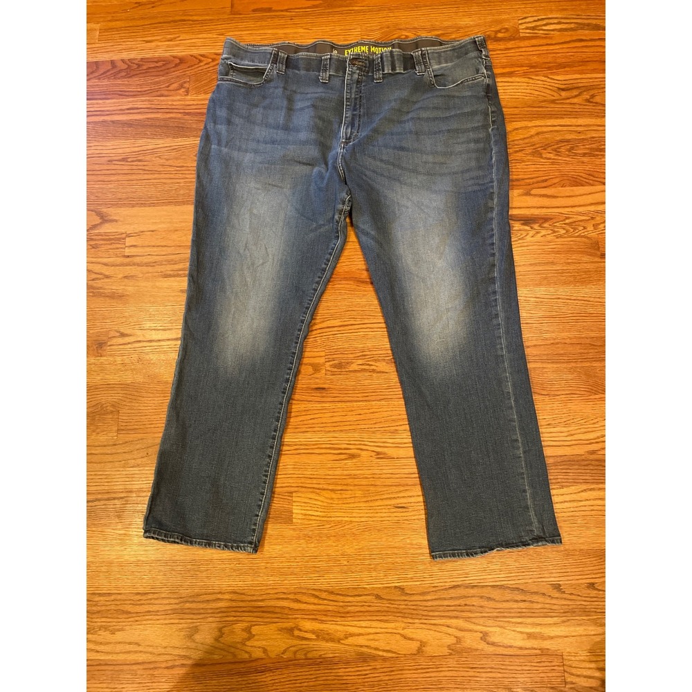 Lee Extreme Motion Men's Jeans 52x34 Blue Straight Fit Stretch Denim Faded
